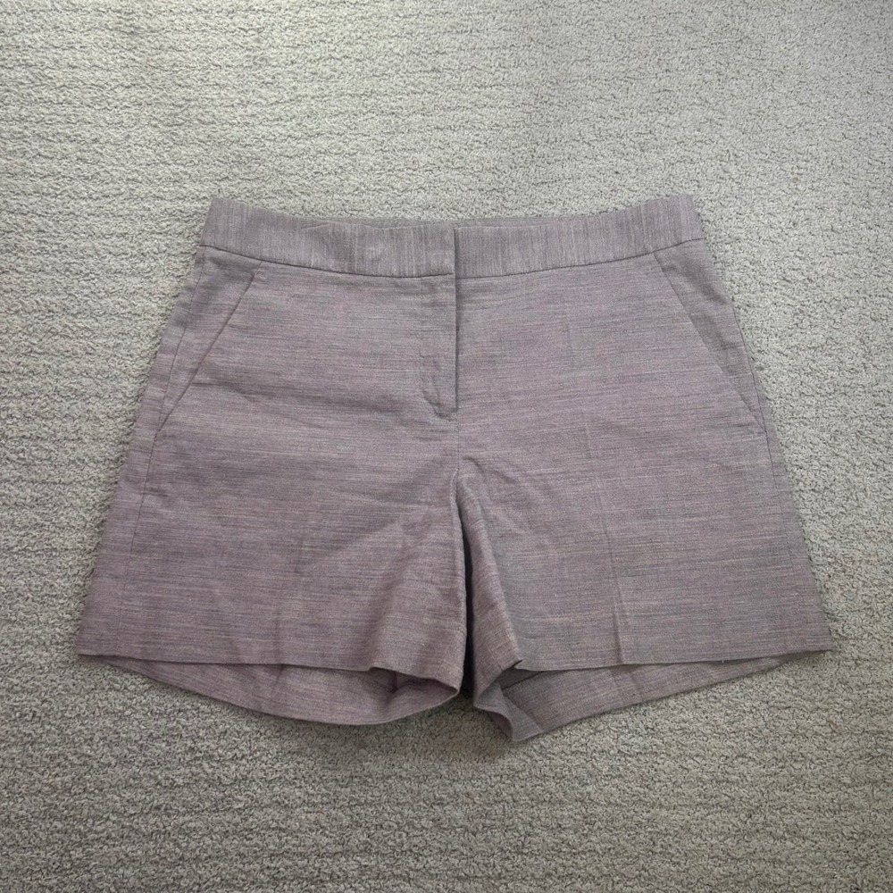 Theory Tailored Linen Shorts Mauve Grey 2 Quiet Luxury Preppy Office runway